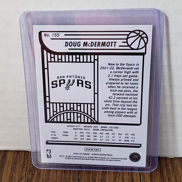 2022-23 Hoops Blue Doug McDermott San Antonio Spurs #155 - Picture 3 of 4